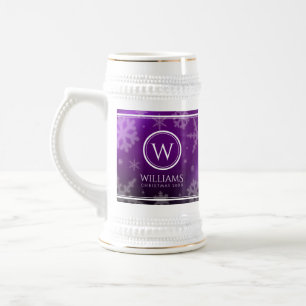 Caneca De Cerveja Flocos de Neve com Monograma em Folha de Purple Fe