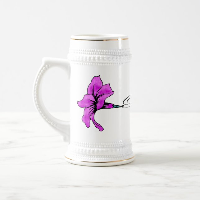 Caneca De Cerveja Flor Cor-de-Rosa Bloqueada Horizontal (Esquerda)