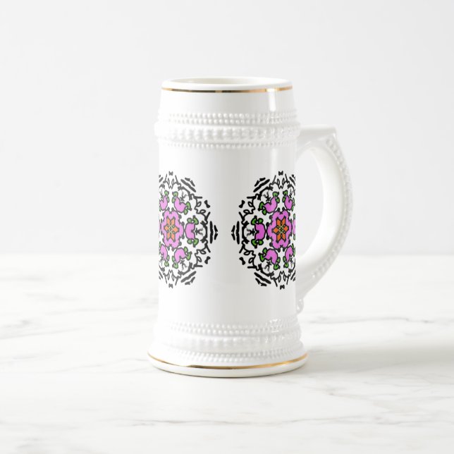 Caneca De Cerveja Floração Floral Rosa (Frente Esquerda)
