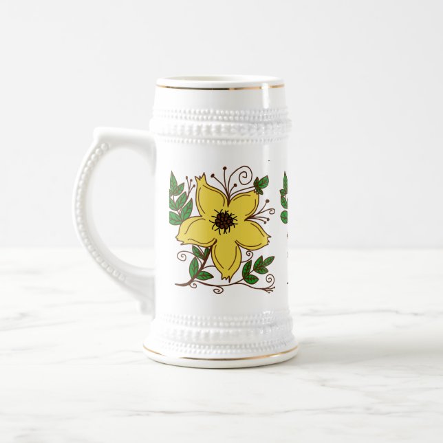 Caneca De Cerveja flores amarelas (Esquerda)