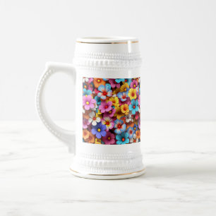 Caneca De Cerveja Flores Bonito Coloridas Padrão-20240