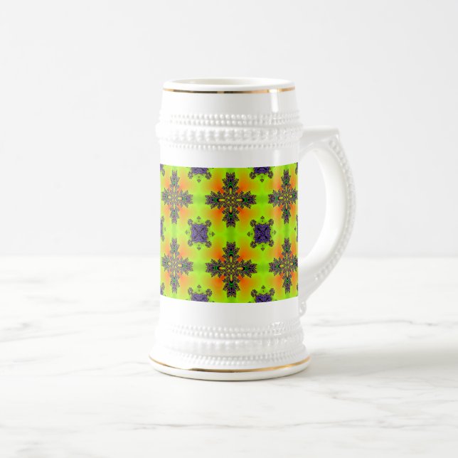 Caneca De Cerveja Flores de Artdeco no Estilo Retroativo (Frente Esquerda)