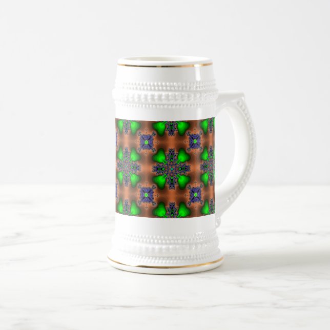 Caneca De Cerveja Flores de Artdeco no Estilo Retroativo (Frente Esquerda)