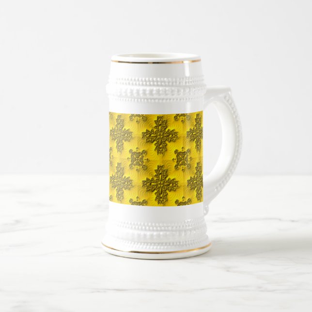 Caneca De Cerveja Flores de Artdeco no Estilo Retroativo (Frente Esquerda)