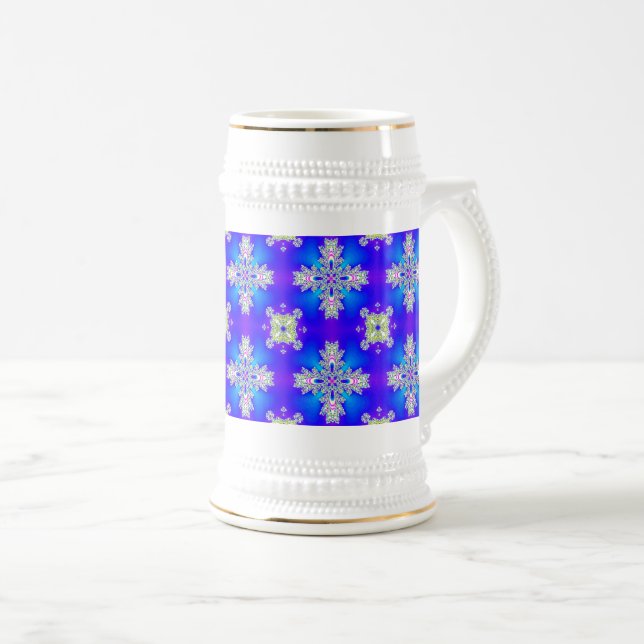 Caneca De Cerveja Flores de Artdeco no Estilo Retroativo (Frente Esquerda)