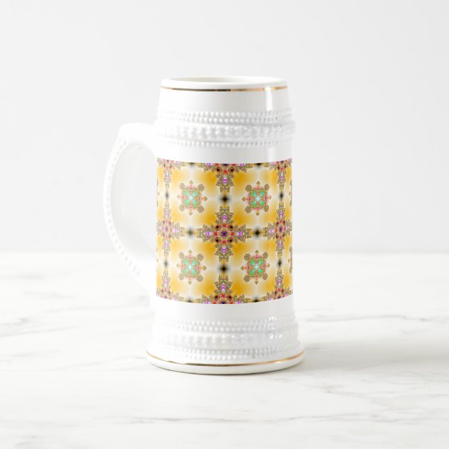 Caneca De Cerveja Flores de Artdeco no Estilo Retroativo (Frente Esquerda)