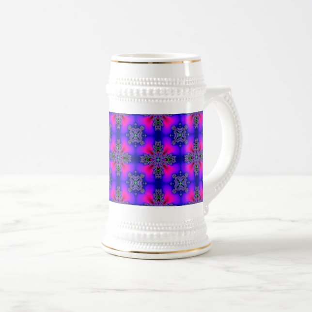 Caneca De Cerveja Flores de Artdeco no Estilo Retroativo (Frente Esquerda)