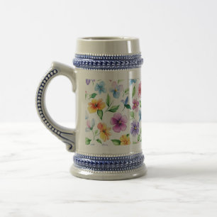 Caneca De Cerveja Flores Sublimação do Padrão Floral- 95652