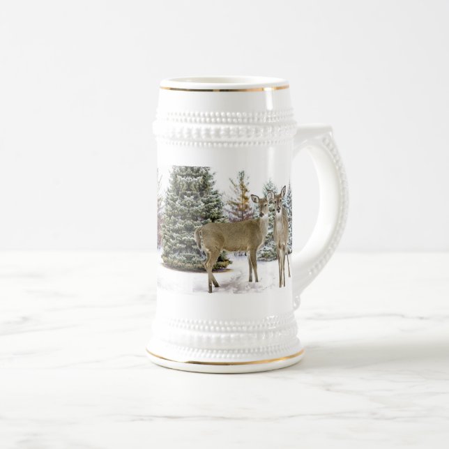 Caneca De Cerveja Floresta de Inverno Pitoresca com Casa de Férias d (Frente Esquerda)