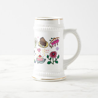 Caneca De Cerveja Flowers and cakes mug