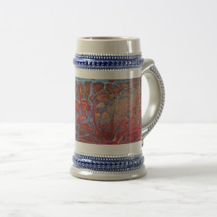Caneca De Cerveja Flúid Art Tall Mug em Vermelho Azul e Branco