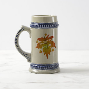 Caneca De Cerveja Folhas mapeadas de tipografia de humor de outono