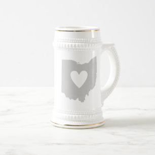 Caneca De Cerveja Forma de Mapa de Outline de Cinzas de Ohio com Cor