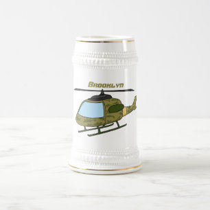 Caneca De Cerveja Foto de helicóptero de camoflagem do exército
