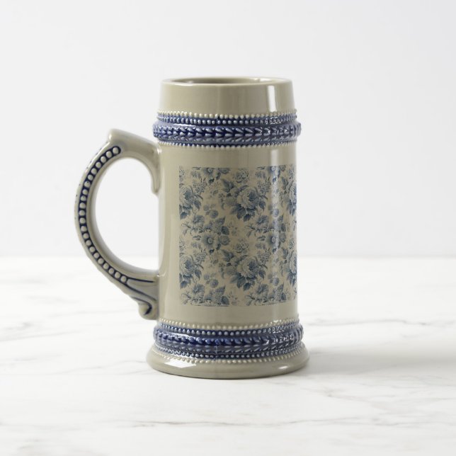 Caneca De Cerveja French floral toile blue  (Esquerda)