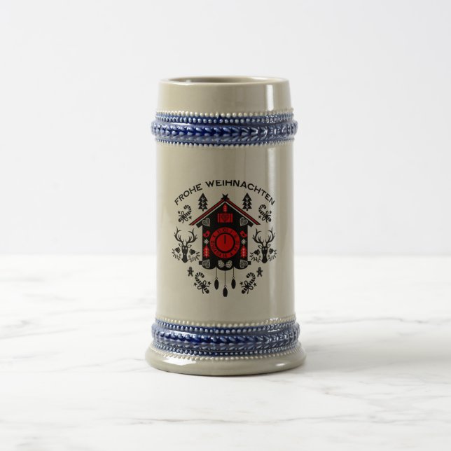 Caneca De Cerveja Frohe Weihnachten German Cuckoo Clock (Centro)