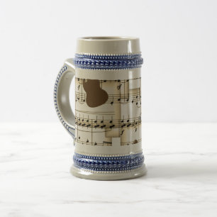 Caneca De Cerveja fundo de guitarra de papel