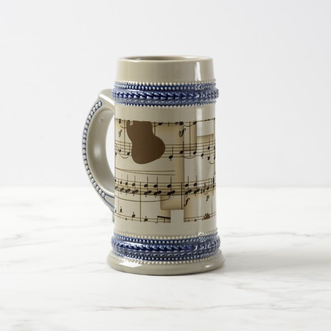Caneca De Cerveja fundo de guitarra de papel (Frente Esquerda)