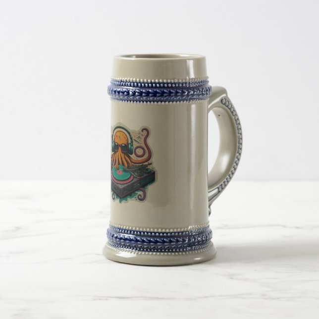 Caneca De Cerveja Funky Octopus DJ (Frente Esquerda)