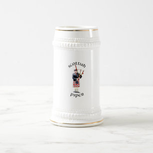 Caneca De Cerveja Gaitista de Gaita de Foles com Kilt Vermelho