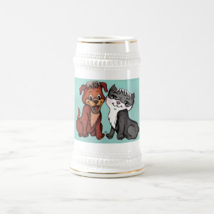 Caneca De Cerveja Gatinho e Puppy