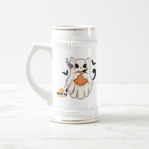 Caneca De Cerveja Gato Fantasma Bonito com Pumpkin Spooky Hallowee