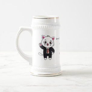 Caneca De Cerveja Gato gatinho bonito em desenho animado