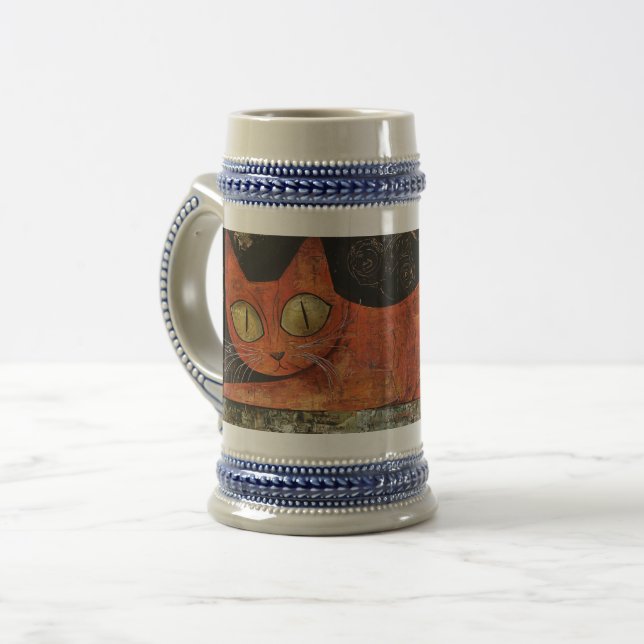 Caneca De Cerveja Gato Laranja Folga (Frente Esquerda)
