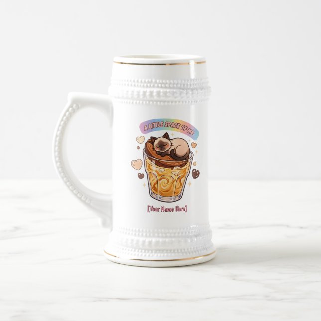 Caneca De Cerveja Gato Siamês Chibi Dormindo no Café  (Esquerda)
