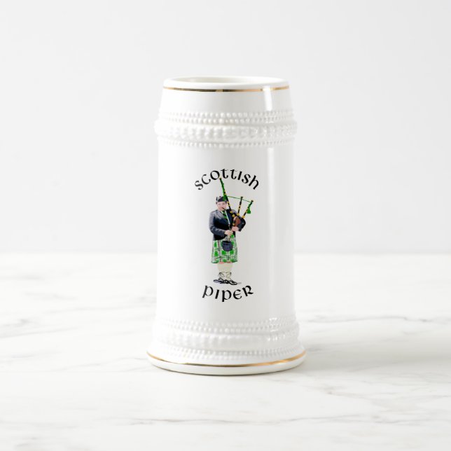 Caneca De Cerveja Gentleman Bagpiper em Green Kilt (Centro)