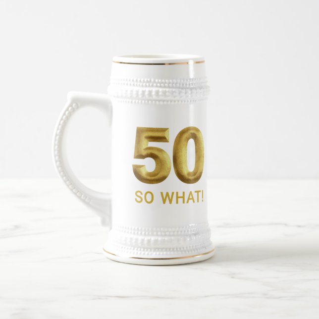 Caneca De Cerveja Golden 50 So What Funny Birthday Party (Esquerda)