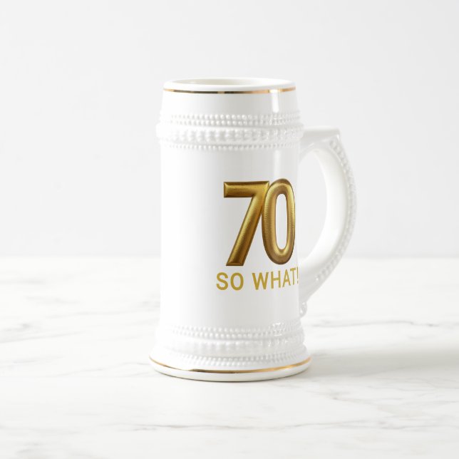 Caneca De Cerveja Golden 70 So What Funny Birthday Party (Frente Esquerda)