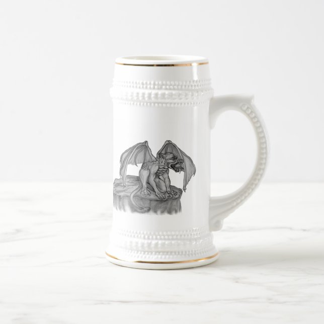 Caneca De Cerveja GOLEM - Gargoyle Design preto-e-branco (Direita)