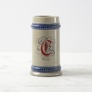 Caneca De Cerveja Gótica Monograma - Letra C Nome Personalizado