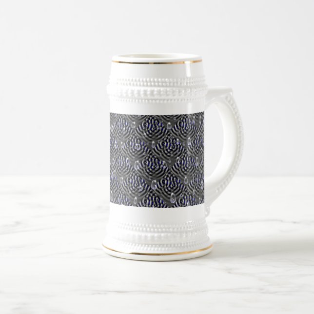 Caneca De Cerveja Gotículas de chuva no metal (Frente Esquerda)
