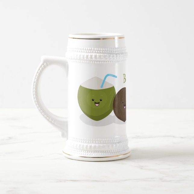 Caneca De Cerveja Grátis feliz desenho animado de coconuts kawaii (Esquerda)