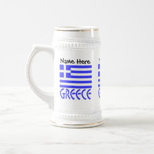 Caneca De Cerveja Grécia e Bandeira Grega com o Seu Nome