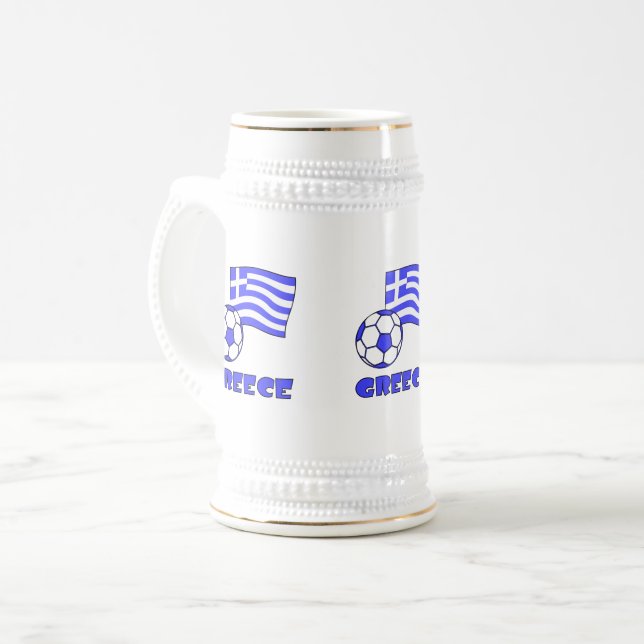 Caneca De Cerveja Grécia e bola de futebol da Grécia (Frente Esquerda)