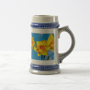 Caneca De Cerveja Grupo de Daffodils Dourados Flores Medalhadas