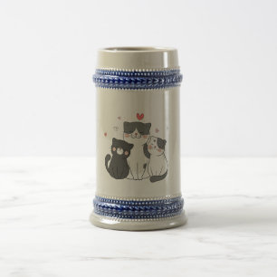 Caneca De Cerveja grupo de gatos bonitos   design de amante de gatos
