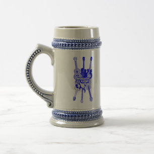 Caneca De Cerveja Guitarrista por natureza. guitarra azul vintage
