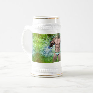 Caneca De Cerveja Homem sexy muscular branco de SlipperyJoe, alto-fa