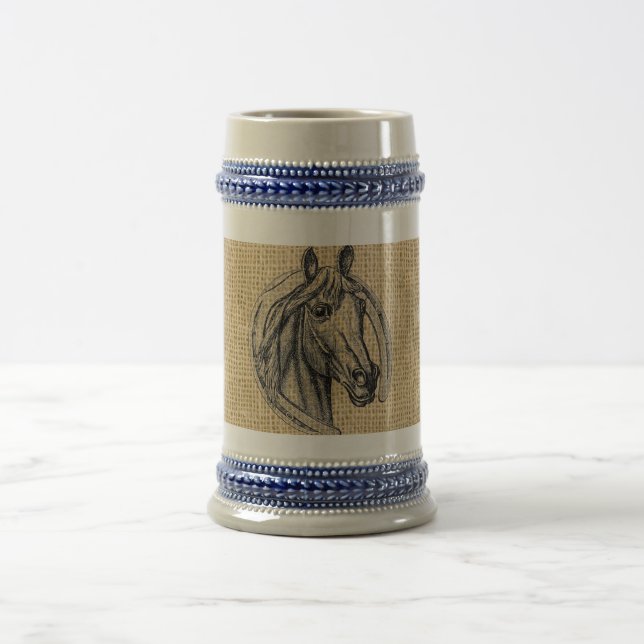 Caneca De Cerveja Horse Cameo em Burlap (Centro)