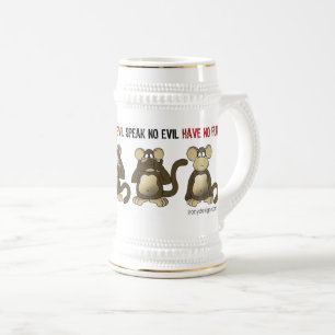 Caneca De Cerveja Humor sábio de quatro macacos