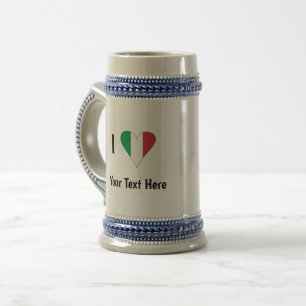 Caneca De Cerveja I (Sinalizador Italiano Amor Coração) Seu Texto