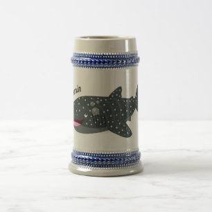 Caneca De Cerveja Ilustração animada feliz de tubarão-baleia-branca