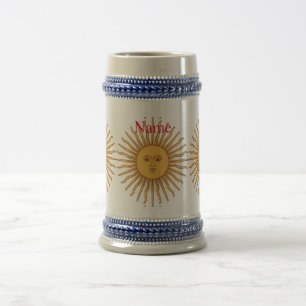 Caneca De Cerveja Ilustração artística da face do Sol Thunder_Cove