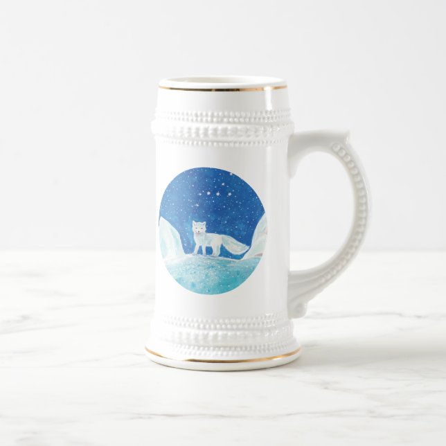 Caneca De Cerveja Ilustração da Pequena Raposa Árctica (Vulpes lagop (Direita)