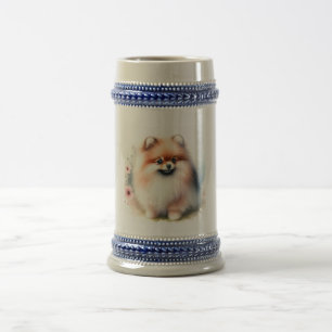 Caneca De Cerveja Ilustração de aquarela da Pomerânia Cuta