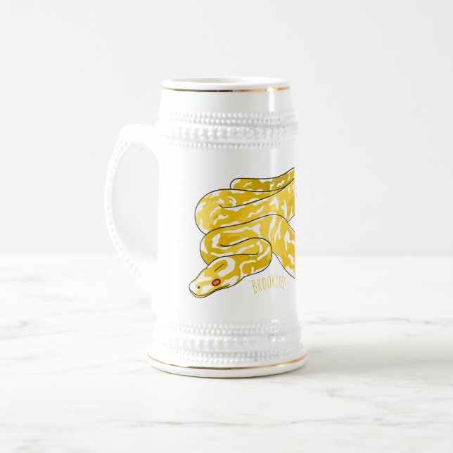 Caneca De Cerveja Ilustração de cobra de pitão birmanês (Frente Esquerda)